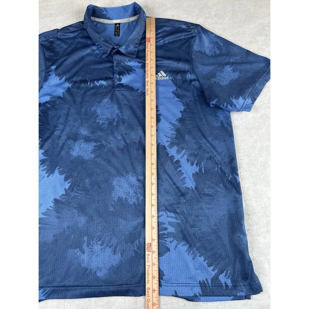 Adidas Polo Shirt Mens XL Flower Mesh Graphic Print Golf Performance Stretch